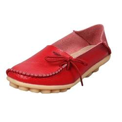 Heheja Damen Freizeit Flache Schuhe Low-top Mokassin Loafers Erbsenschuhe Rot Asia 39 (24.5cm) von Heheja