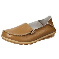 Heheja Damen Freizeit Flache Schuhe Low-top Mokassin Loafers Fahren Schuhe Khaki Asia 38 (24cm) von Heheja