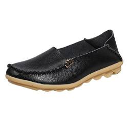 Heheja Damen Freizeit Flache Schuhe Low-top Mokassin Loafers Fahren Schuhe Schwarz Asia 44 (27cm) von Heheja