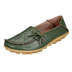 Heheja Damen Hohl Flache Schuhe Low-top Freizeit Loafers Casual Mokassin Armee Grün Asia 39 (24.5cm) von Heheja