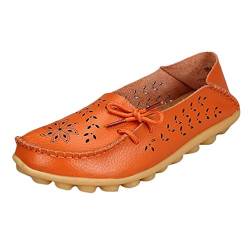 Heheja Damen Hohl Flache Schuhe Low-top Freizeit Loafers Casual Mokassin Orange Asia 44 (27cm) von Heheja