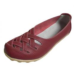 Heheja Damen Neu Hohl Mokassins Flach Loafer Freizeit Slipper Schuhe Dunkel Rot Asia 39 (24.5cm) von Heheja