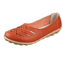 Heheja Damen Neu Hohl Mokassins Flach Loafer Freizeit Slipper Schuhe Orange Asia 34 (22cm) von Heheja