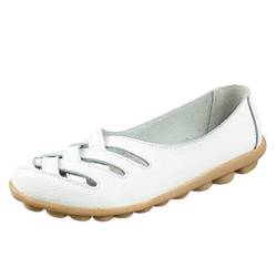 Heheja Damen Neu Hohl Mokassins Flach Loafer Freizeit Slipper Schuhe Weiß Asia 37 (23.5cm) von Heheja
