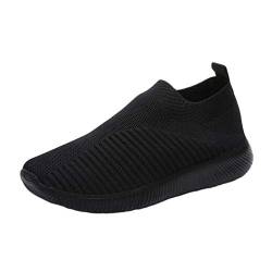 Heheja Damen Stricken Sneaker Sportschuhe Leichte Atmungsaktive Turnschuhe Slip-on Walking Schuhe Schwarz Asia 35(22.5cm) von Heheja