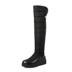 Heheja Damen Winterstiefel Beiläufig Langschaft Stiefel Warm Gefütterte Schneestiefel Schwarz Asia 44 (27cm) von Heheja