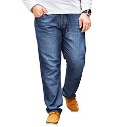 Heheja Herren Geschäfts Stil Beiläufig Große Größe Hose Mode Hohe Taille Straight Leg Jeans (Blau, 48) von Heheja