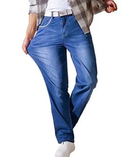 Heheja Herren Übergröße Jeans Freizeit Jeanshosen Schlank Straight Denim Hose Hohe Taille Hell Blau 38 von Heheja