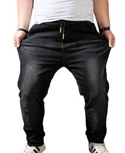 Heheja Herren Übergröße Jeans Hohe Taille Denim Hose Super Elastizität Jeanshosen Schwarz 6XL von Heheja