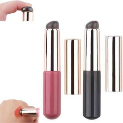 Siliconemakeup Brush | Silicone Lip And Concealer Makeup Brushes,Silicone Makeup Brush, Premium High Elastic Silicone Brush Set For Lip Balm, Lip Gloss, Lip Stick and Concealer (Pink&Black) von Hehimin