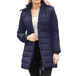 Hehiy Damen Wintermantel warmer Steppmantel lang mit abnehmbarer Kapuze Sahnekatzii Women'S Coats Damen Winter GefüTtert College Jacke Jacke Damen Kurz Samt Winterjacke Damen Warm Kurz von Hehiy