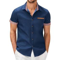 Hehiy Herren Hawaii Hemden Button Down Kurzarm Sommerhemd Freizeithemden Hawaiihemd Print Hemd Männer Funky Look für Karneval Party Leinen Hemd Herren Hemden Leinen Kurzarm BüGelfrei von Hehiy