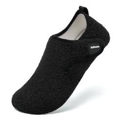 Heiiwarm Hausschuhe Damen Plüsch Hausschuhe Herren Hausschuhe Damen Winter Flauschige Hausschuhe Damen Pantoffeln Anti-Rutsch Leichtes Gewicht Schwarz 40/41 von Heiiwarm