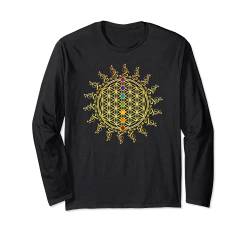 Blume des Lebens, Chakra, Sacred Geometry, Flower of Life Langarmshirt von Heilige Geometrie by Anne Mathiasz