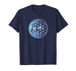 Blume des Lebens mit Erde, heilige Geometrie, Yoga-T-Shirt T-Shirt von Heilige Geometrie by Anne Mathiasz