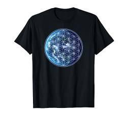 Blume des Lebens mit Erde, heilige Geometrie, Yoga T-Shirt von Heilige Geometrie by Anne Mathiasz