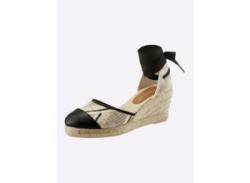 Espadrille HEINE Gr. 40, beige (beige, schwarz) Damen Schuhe Schnürsandalen von Heine