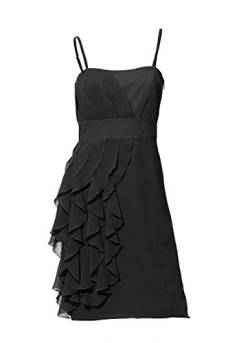 Heine Damen-Kleid Georgette-Volantkleid Schwarz Größe 40 von Heine