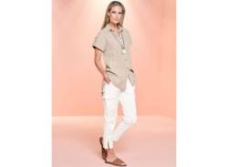 Kurzarmbluse HEINE Gr. 46, beige (sand, meliert) Damen Blusen kurzarm von Heine