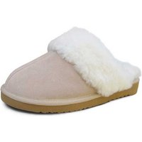 Heitmann Felle Lammfell-Pantoffel aus Veloursleder beige Hausschuh von Heitmann Felle