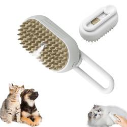 Dampf-Katzenbürst, 3-In-1- steamy brush katze mit Wassertank, Cat Steamy Brush mit drehbarem Griff, Spray Katzenbürste Zur Pflege für Massage,Pflege und Haarentfernung von Hekasvm