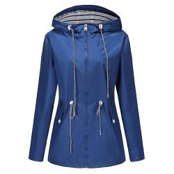 Hekbaep Regenjacke Damen Wasserdicht Atmungsaktiv Regenmantel Damen Windbreaker Lang Übergangsjacke Leichte Jacke mit Kapuze Frauen Regenparka Outdoorjacke Regenponcho für Regenzeit (S-4XL) von Hekbaep