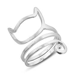 Helen de Lete Kitty Katze 925 Sterling Silber offenen Ring (Matte Oberfläche) von Helen de Lete