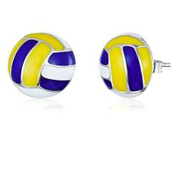 Helen de Lete S925 Sterling Silber Sportspiel Lass uns Volleyball Spielen Ohrring von Helen de Lete