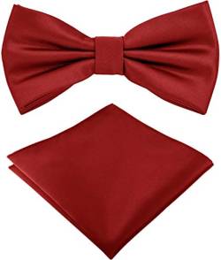 Helido Fliege für Herren mit Einstecktuch, 12 verschiedenfarbige Accessoires-Sets passend zu Hemd und Anzug oder Smoking + Geschenkbox (Rot) von Helido