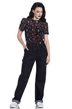 Hell Bunny Damen Hose Weston Denim Jeans (5XL, Dunkles Jeansblau) von Hell Bunny