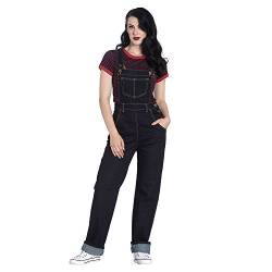 Hell Bunny Elly May Denim Jeans Dungarees Arbeitshose 40er 50er Jahre Vintage Retro Hose - Marineblau (2XL) von Hell Bunny