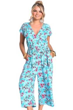 Hell Bunny Jumpsuit Louella Retro Blumen Print Vintage Blüten Overall, Größe:M von Hell Bunny