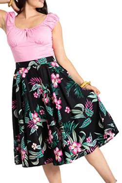 Hell Bunny Kalani 50's Skirt Frauen Mittellanger Rock schwarz 3XL von Hell Bunny