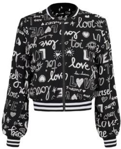 Hell Bunny Love Yourself Jacket Frauen Collegejacke schwarz/weiß M 100% Viskose Fashion & Style von Hell Bunny