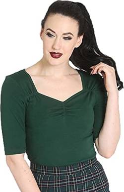 Hell Bunny Philippa 50s Vintage Style Stretch Jersey Top - Grün, 14 von Hell Bunny