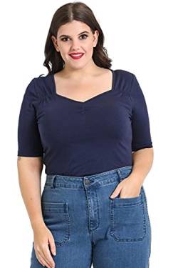 Hell Bunny Philippa Retro Vintage Top - Navy blau (3XL) von Hell Bunny