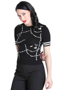 Hell Bunny Stitches Top Frauen T-Shirt schwarz/weiß S von Hell Bunny