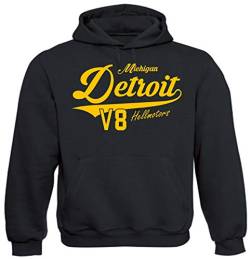 Detroit Kapuzenpullover V8 Herren Hoodie Männer Sweatshirt (Gelb, XXL) von Hellmotors