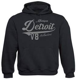 Detroit Kapuzenpullover V8 Herren Hoodie Männer Sweatshirt (Grau, XXL) von Hellmotors