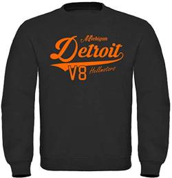 Hellmotors Detroit Sweatshirt Oldschool Herren Pullover schwarz orange (XL) von Hellmotors