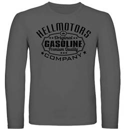 Hellmotors Gasoline Herren Langarm T-Shirt Longsleeve Biker Hotrod grau (XXL) von Hellmotors