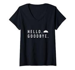 Damen Hello Goodbye Hands Academy lustiges Design T-Shirt mit V-Ausschnitt von Hello Goodbye Hands Academy Umbrella Apparel Gifts