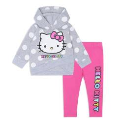 Hello Kitty 2 Piece Hoodie Sweatshirt in Grey Polka Dot Print Jogger Set (2T) von Hello Kitty
