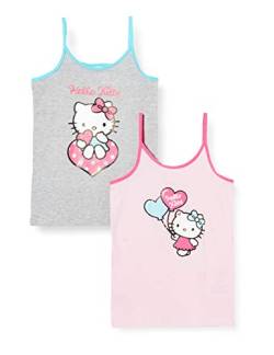 Hello Kitty Mädchen, 2er Pack Unterhemd, Mehrfarbig (Rosa/Grau 01), (Herstellergröße: 122/128) von Hello Kitty