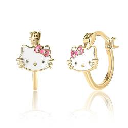 Sanrio Hello Kitty Damen Creolen – Sterling Silber und Emaille Hello Kitty Ohrringe Offizielle Lizenz, Sterling Silber, Kein Edelstein von Hello Kitty