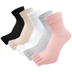 Damen Zehensocken, niedlich, gestreift, Baumwolle, Fünf-Finger, Knöchelsocken, athletisch, Laufen, Zehensocken für Mädchen (4/5 Paar), Pure Color 2, 5-10 von Hellomamma