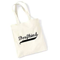 Hellweg Druckerei Jutebeutel Dorfkind Vintage Tasche Baumwolle 10 Liter Natural für echte Dorfkinder Geschenk Idee für Freunde und Familie von Hellweg Druckerei