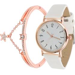 Hemobllo 1 Satz Anschauen Exquisite Uhrenverzierung Modische Damenuhr Damen-kleideruhr Armreifen Für Damen Armband Für Damenuhren Achten Sie Auf Beobachten Frau Weiß Mode Armbanduhr Glas von Hemobllo