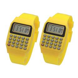 Hemobllo 2 Stücke Rechner Uhr Silikon Mehrzweck Elektronische Armbanduhren Uhr Geschenke für Kinder Studenten (Gelb) von Hemobllo