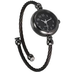 Hemobllo Damenuhren – Damen-Armreif-Uhr, Damen-Armbanduhr, Quarz-Uhr, lässige Armbanduhr für Damen-Manschettenarmband, Schwarz, 20*2.4cm, Zentimeter von Hemobllo